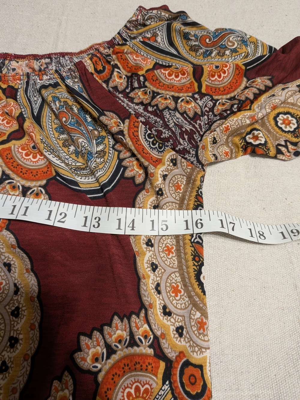 Boho Burgundy Floral Paisley Dress Fall Festival Western - Picture 6 of 6